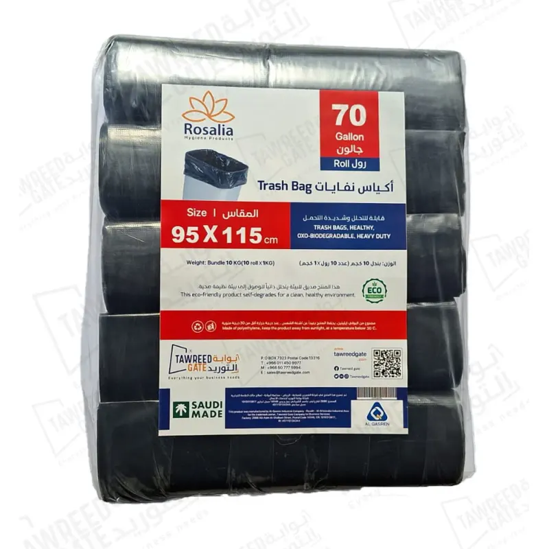 Rosalia Trash Bag Black 70 Gallon (95×115 CM) / Bundle 10 Roll /10 KG
