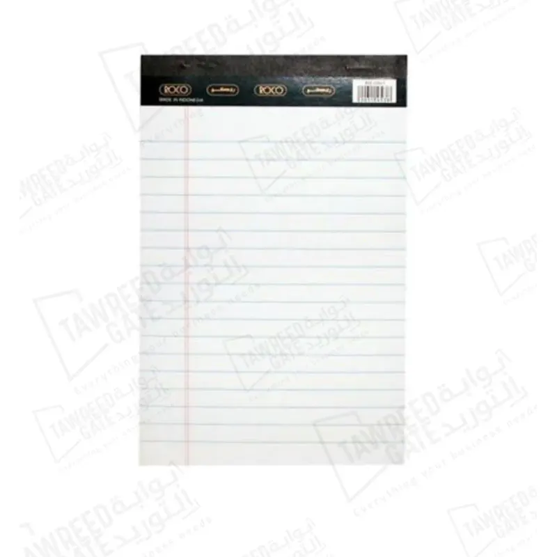 Roco Standard Writing Pad Plain Lined Size A4 40 SH White / PCS (PKT 10 PCS)