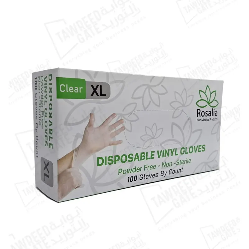 Rosalia Vinyl Gloves Powder-Free Clear Size X Large (PKT 100 PCS)(CTN 10 PKT)