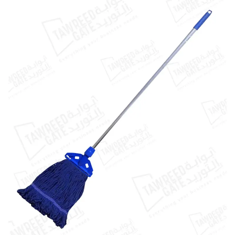 Wet Mop Head Cotton (HQ) 400 GRM Blue Aluminum Stick & Plastic Clip